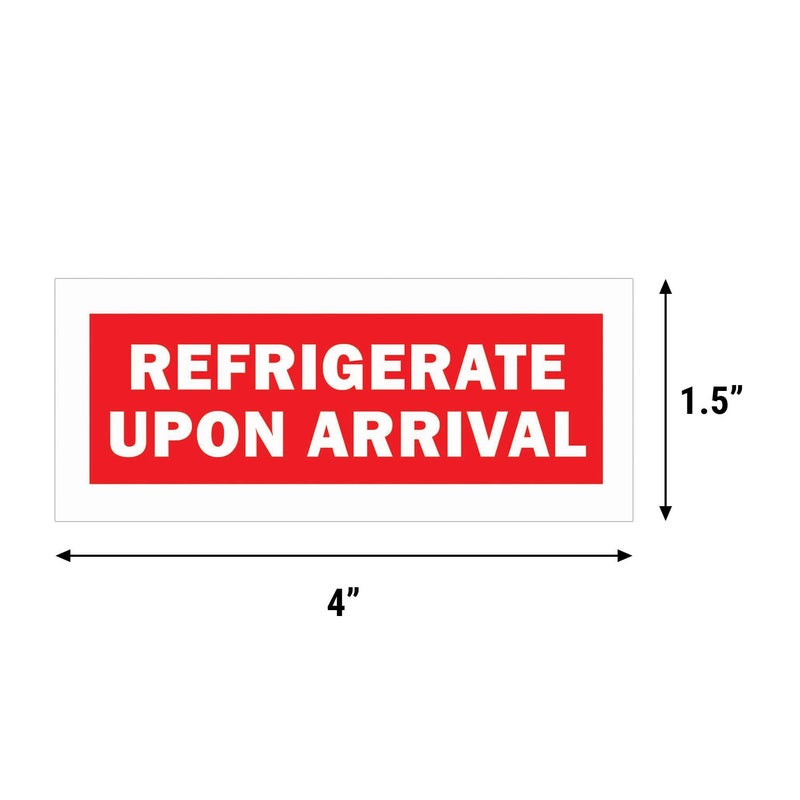 OfficeSmartLabels Refrigerate Upon Arrival Stickers (1.5 x 4 inch, Red - 1200 Labels) Refrigerate Upon Arrival Labels for Perishable Items, Fruits or Freight Forwarding - Image 1